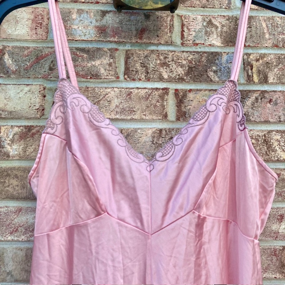 Vintage 1970 Collector Item Dreamy Dreamcore Light Pink Coquette Slip Maxi Dress - Picture 13 of 15